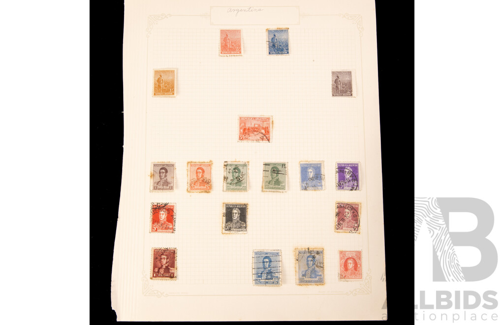 Collection of Argentina, Antioquia/United States of Colombia Stamps, Examples Spanning 1860's to 1920's Including Imperfs, Hand Cancel, Over Prints, Part Sets