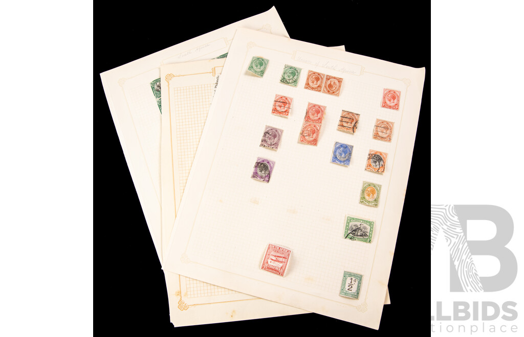 Collection of Union of South Africa Stamps, Examples Spanning 1910 to 1930's Including Hinged Mint Blocks, Imperfs, Johannesburg 1936 International Philatelic Exhibition Mini Sheet, KGV