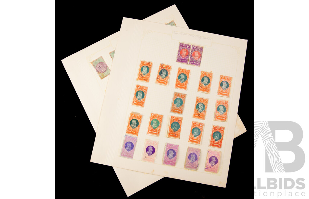 Collection of New South Wales Duty Stamps, Examples Spanning 1880's to 1910's Including QV, KGV, Hand Cancel, One Penny to One Pound