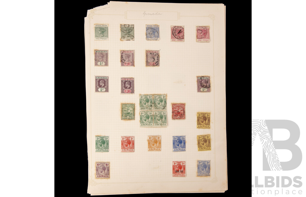 Collection of Vintage and Antique Commonwealth QV/KEVII/KGVI Stamps Including Jamaica, Bermuda, British Honduras, Heligoland, Cayman Islands, Falkland Islands, Gibraltar, Grenada