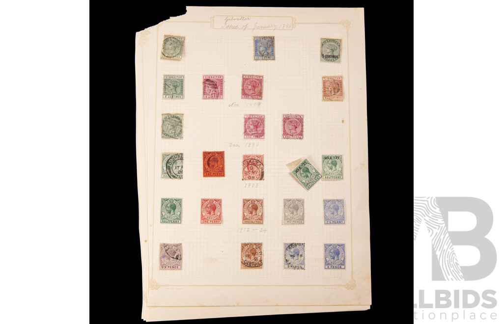 Collection of Vintage and Antique Commonwealth QV/KEVII/KGVI Stamps Including Jamaica, Bermuda, British Honduras, Heligoland, Cayman Islands, Falkland Islands, Gibraltar, Grenada