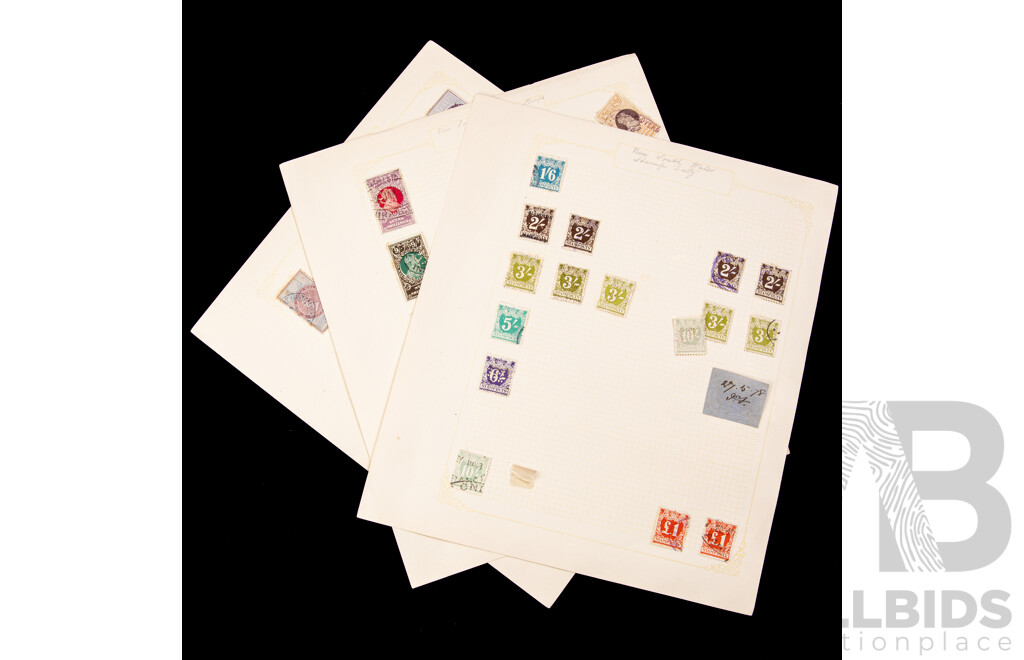 Collection of Australian Colonial/Federation New South Wales Duty Stamps, Examples Spanning 1870's to 1940's, QV, Embossed Hand Cancel, One Pound
