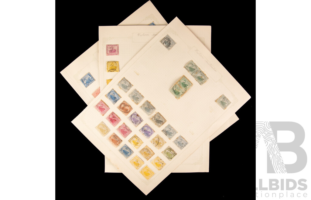 Australian Colonial/Early Federation Western Australia Swan Stamps Including Part Set, Half Penny to One Shilling