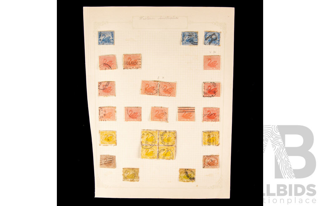 Australian Colonial/Early Federation Western Australia Swan Stamps Including Part Set, Half Penny to One Shilling