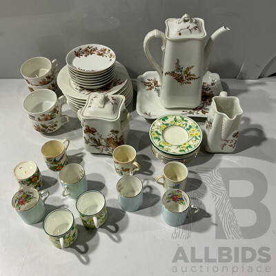 Collection Vintage Porcelain Including Haviland Limoges Coffee Set, Pair Piece Wedgwood Demitase Duos and More