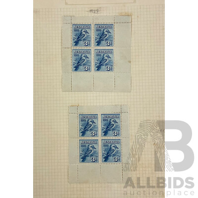 Two Australian 1928 Mini Stamp Sheets, Hinged Mint, 3D Kookaburra