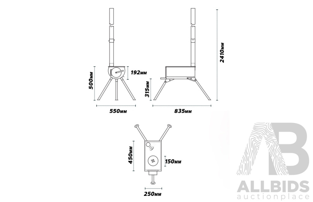 Kings Portable Wood Fired Camp Oven/Stove with Flue