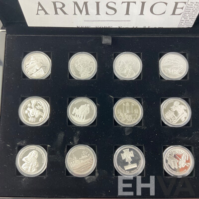 First World War Silver Commemorative Collection 16 Prooflike .333 Silver Medallions Macquarrie Mint Certificates