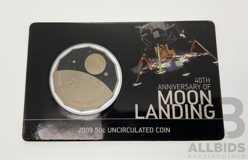 2009 40th Anniversary on Moon Landing 50c Coloured Coin.