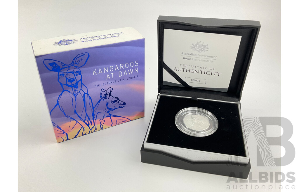 2020 Kangaroos at Dawn $1 Proof Silver Coin.