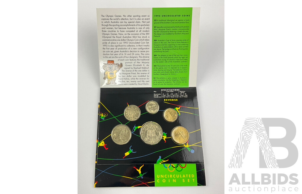 1992 RAM Set of 6 Coins. Barcelona Olympics.