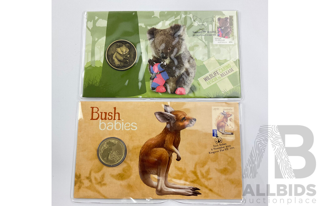 2010 Koala Wildlife Medallion PNC and 2011 Kangaroo $1 Bush Babies $1 Coin PNC