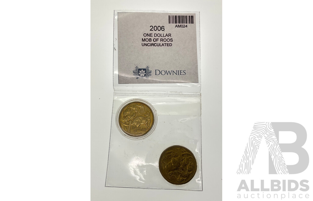 Australlian 1984, 2006 Uncirculated $1 Coins.