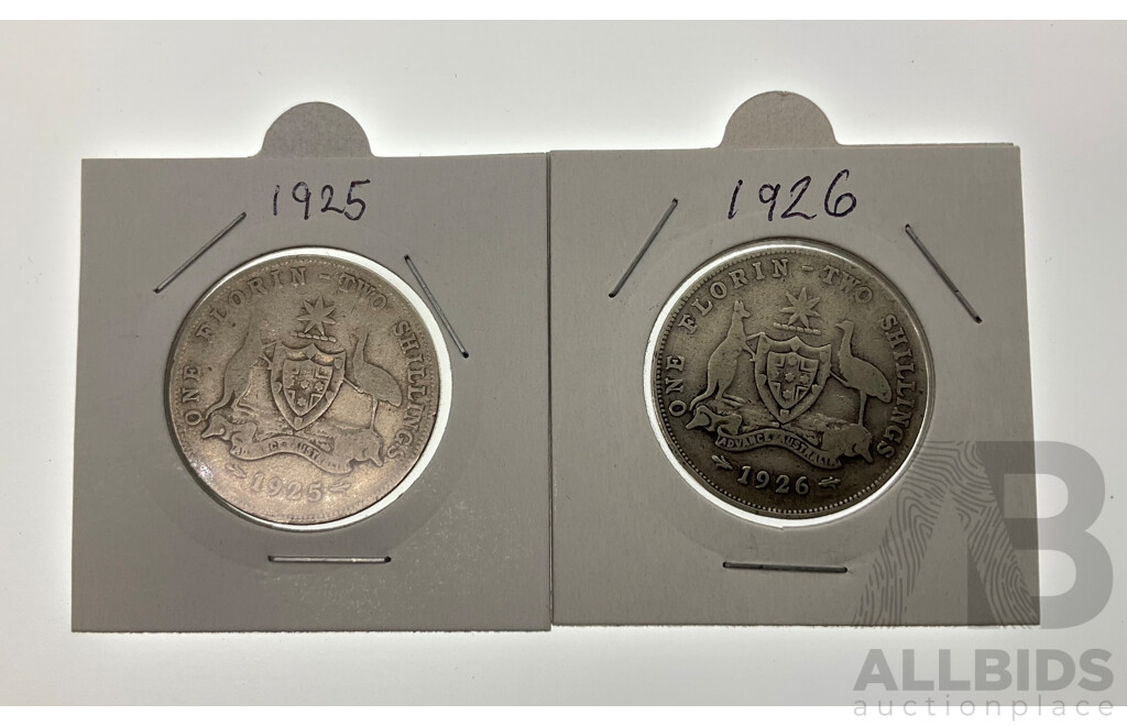 1925 and 1926 King George V Australian Florins.