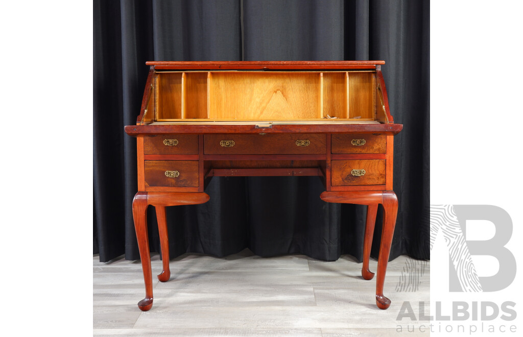 Vintage Elm Cylinder Front Desk