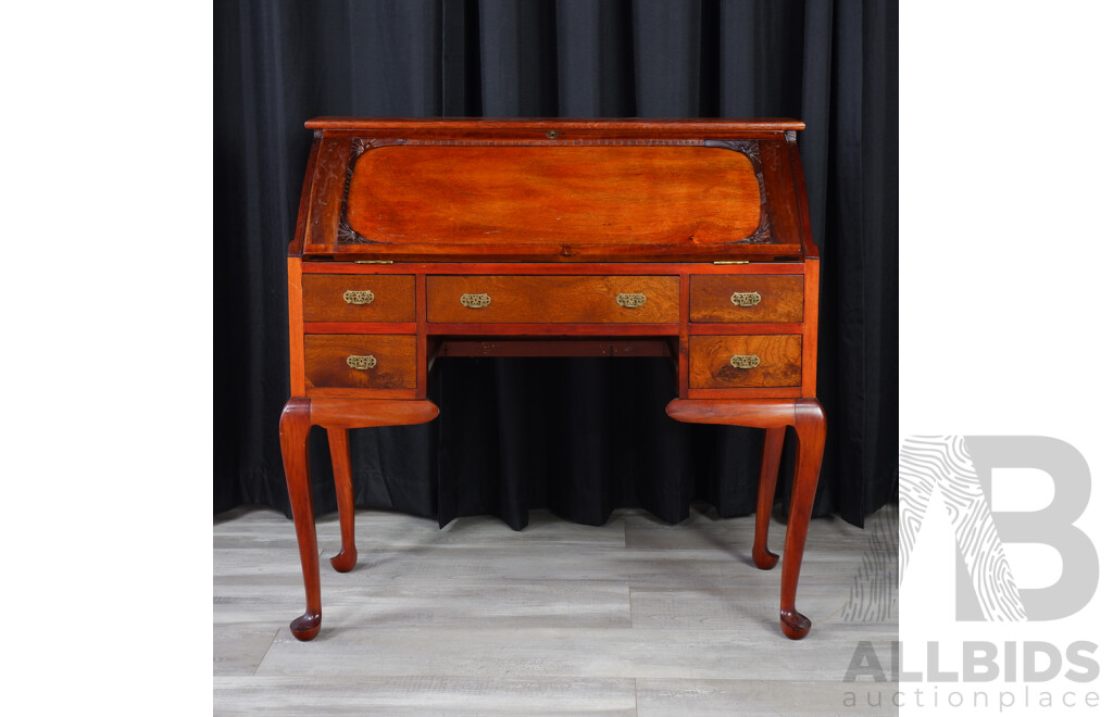 Vintage Elm Cylinder Front Desk