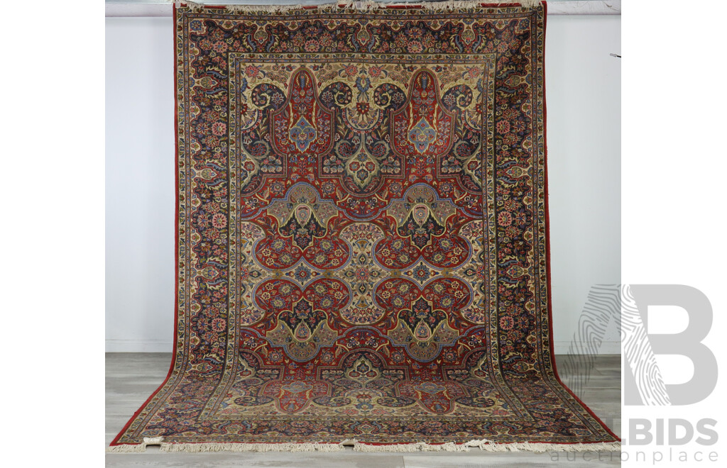 Very Large Hand Knotted Indo Persian Wool Main Carpet with Multi Curvilinear Paneled Design