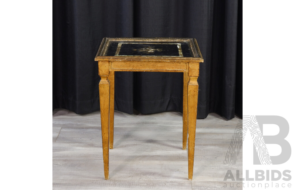 Gilt French Side Table with Painted Top