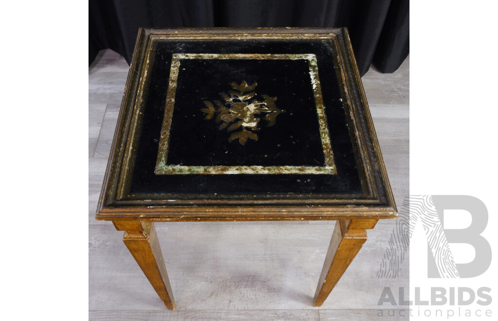 Gilt French Side Table with Painted Top