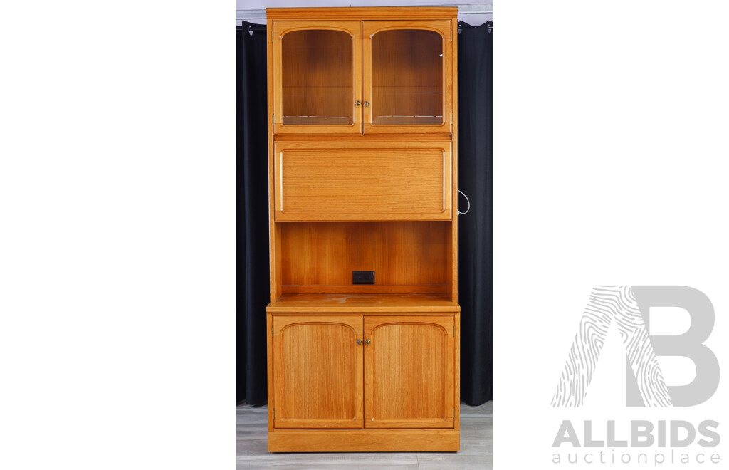 Teak Veneered Two Piece Wall Unit by Parker