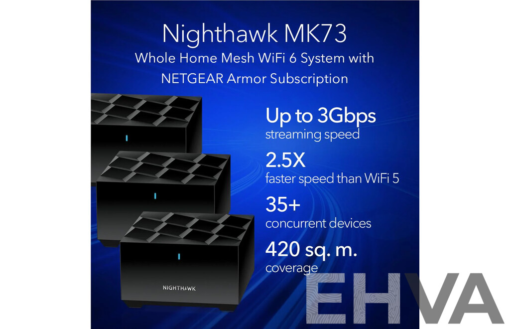 NETGEAR Nighthawk AX3000 Dual-band Mesh WiFi 6 System (3 Pack) - MK73S - ORP$649.00