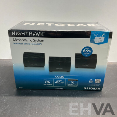 NETGEAR Nighthawk AX3000 Dual-band Mesh WiFi 6 System (3 Pack) - MK73S - ORP$649.00