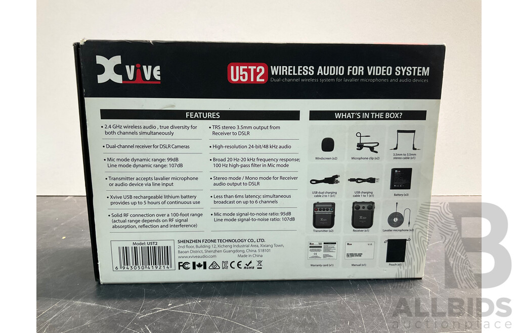 Xvive U5T2 Dual Wireless Audio for Video System - ORP $449.00