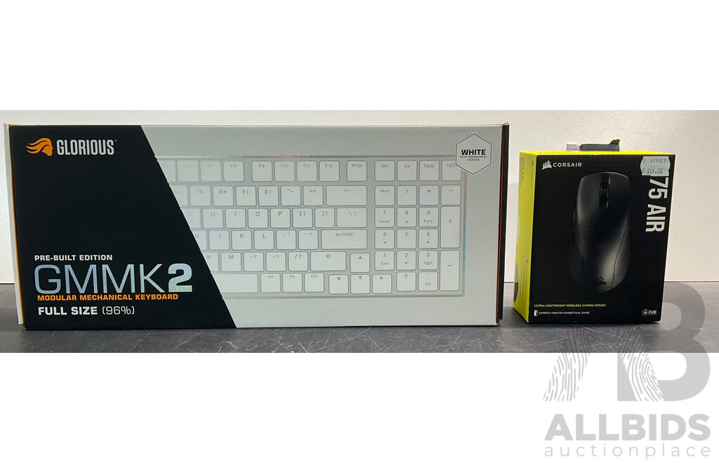 Glorious GMMK 2 Full Size Keyboard 96% & CORSAIR M75 Air Mouse - Lot of 2 - ORP $479.99