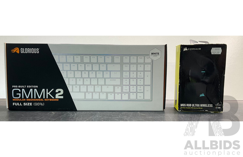 Glorious GMMK 2 Full Size Keyboard 96% & CORSAIR M65 RGB Ultra Wireless Mouse - Lot of 2 - ORP $439.99