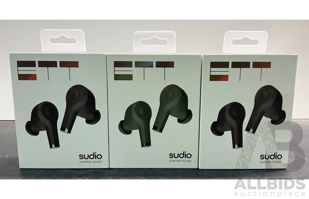 SUDIO ETT True Wireless Earphones - Lot of 3 - ORP $450.00