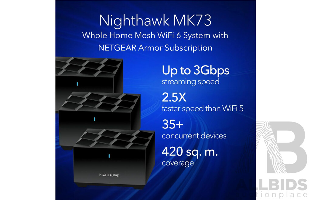 NETGEAR Nighthawk AX3000 Dual-band Mesh WiFi 6 System (3 Pack) - MK73S - ORP$649.00