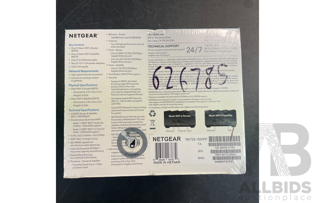 NETGEAR Nighthawk AX3000 Dual-band Mesh WiFi 6 System (2 Pack) - MK72S - ORP $415.00