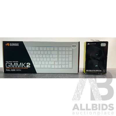 Glorious GMMK 2 Full Size Keyboard 96% & CORSAIR M65 RGB Ultra Wireless Mouse - Lot of 2 - ORP $439.99