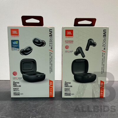 JBL LiveFree2 & Pro2 Earphones - Lot of 2 - ORP $399.00