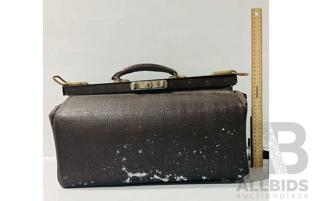 Vintage Gladstone Bag with Some Cosmetic Damage