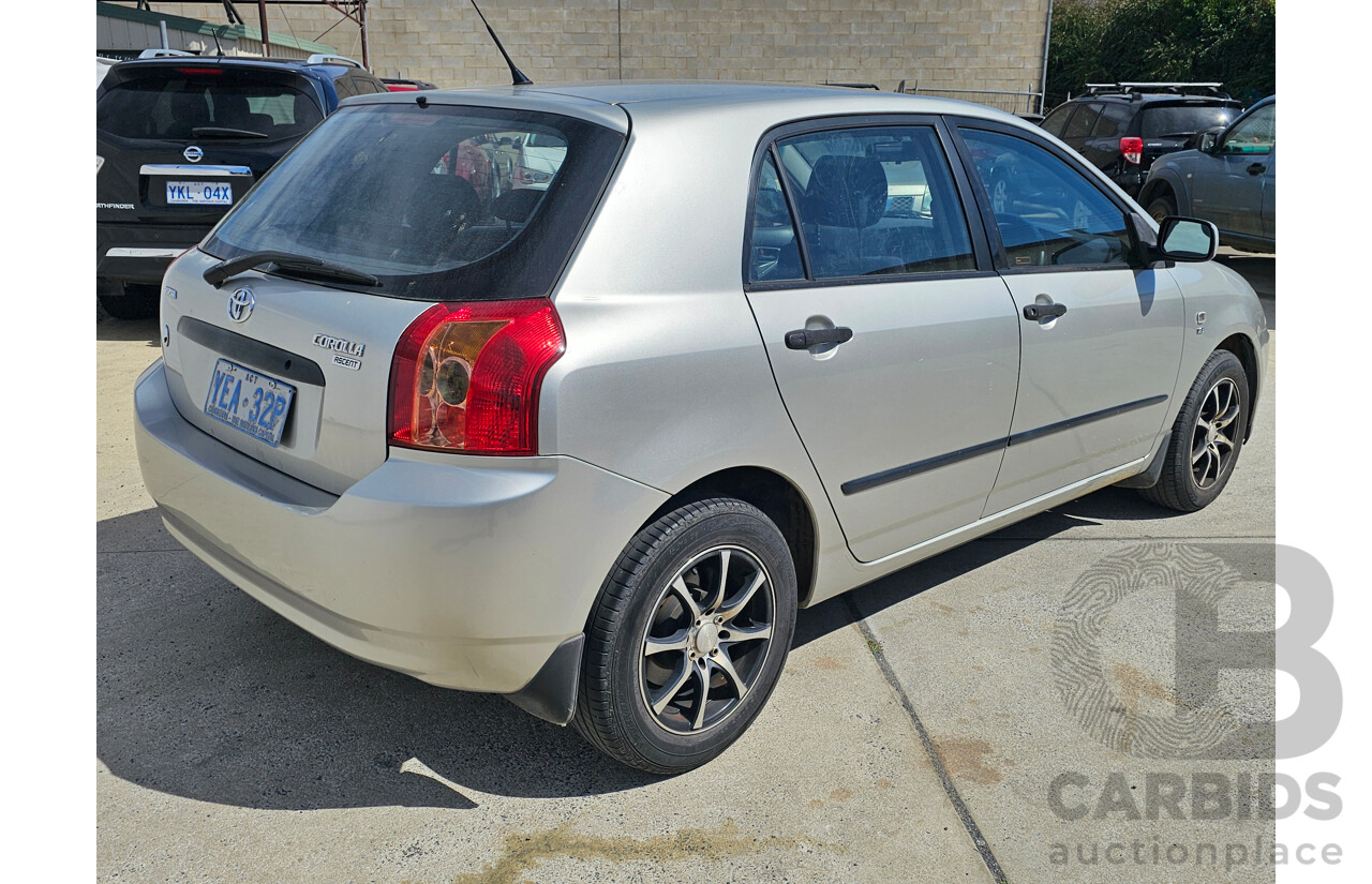 8/2005 Toyota Corolla Ascent SECA ZZE122R 5d Hatchback Silver 1.8L