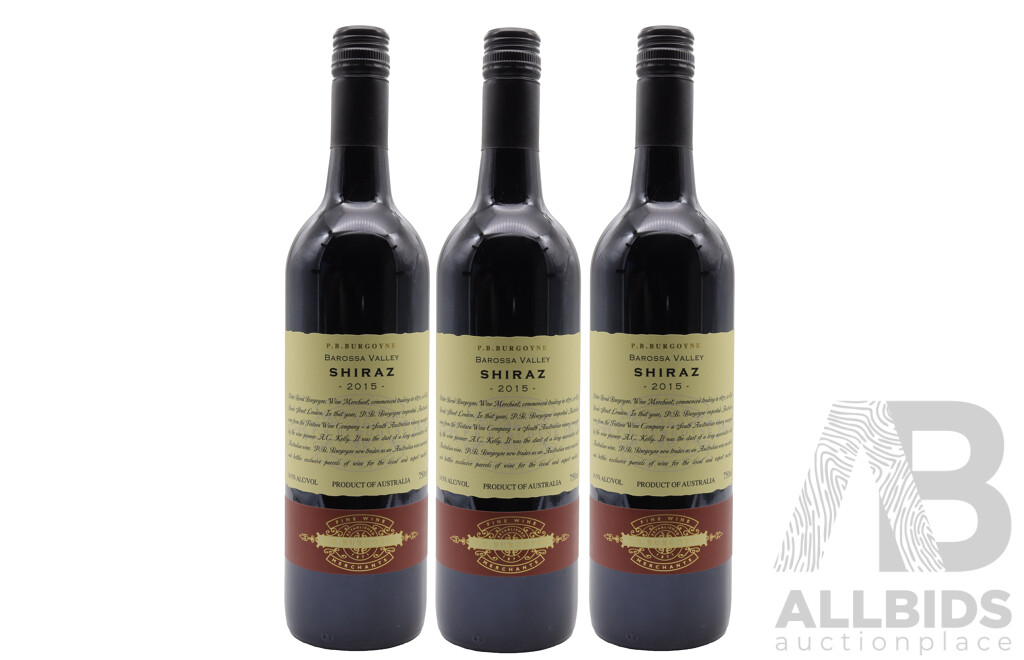 PB Burgoyne Barossa Valley Shiraz Vintage 2015 X 3