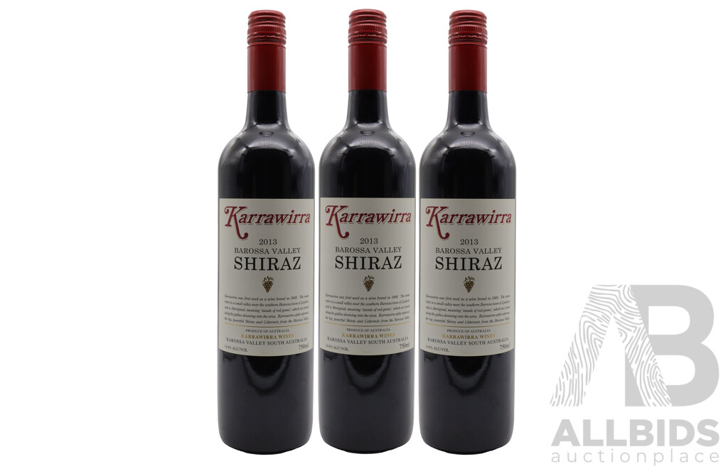 Karrawirra Barossa Valley Shiraz Vintage 2013 X 3