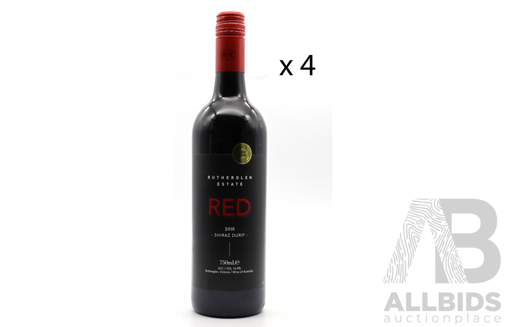 Rutherglen Estate Red Shiraz Durif Vintage 2018 X 4