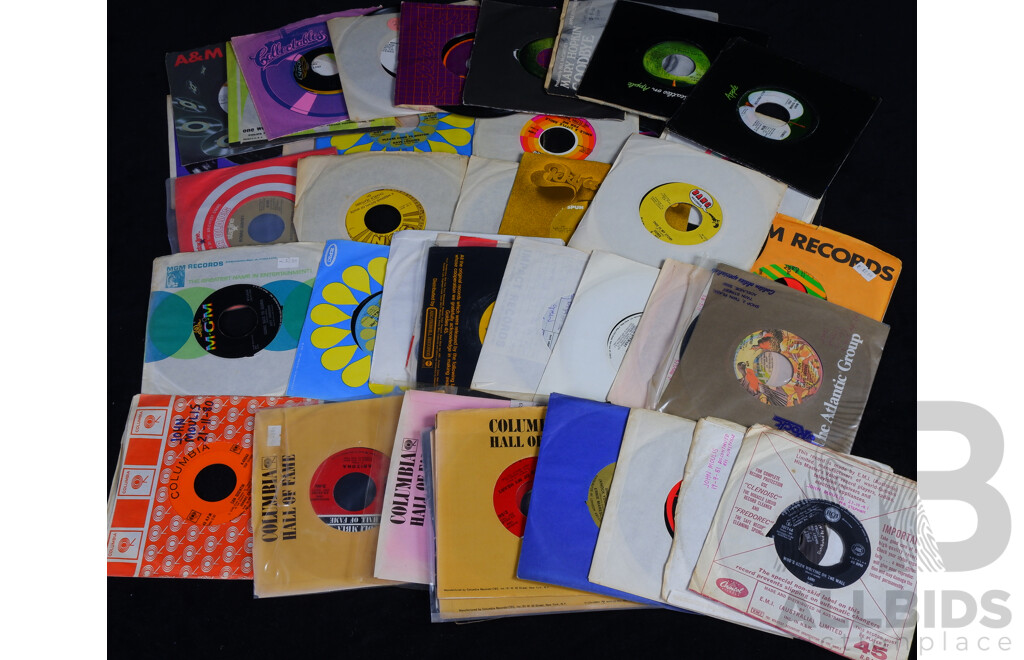 Large DJ Collection Approx 40 Seven Inch 45 Singles, Mostly 1960s & 1970s