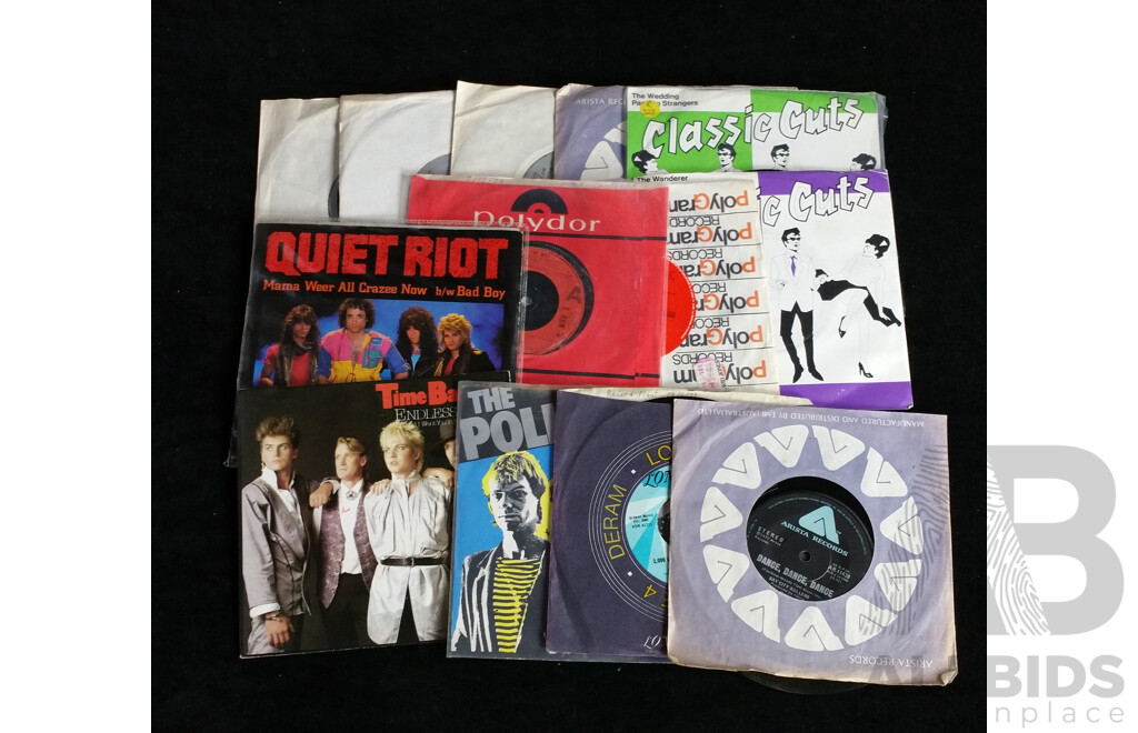 Good DJ Collection 13 Seven Inch 45 Singles, Mostly Rock Hits Including Five Bay City Rollers Titles, The Rolling Stones, The Police, Quiet Riot, The Who and More