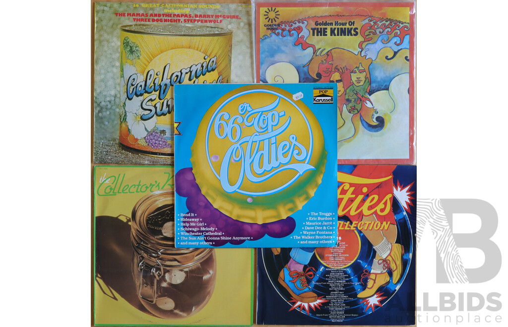 Collection Approx 11 Vintage Vinyl LP Records, Mostly 1950s, 60s & 70s Rock & Compilations Including The Kinks, The 5th Dimension, and More