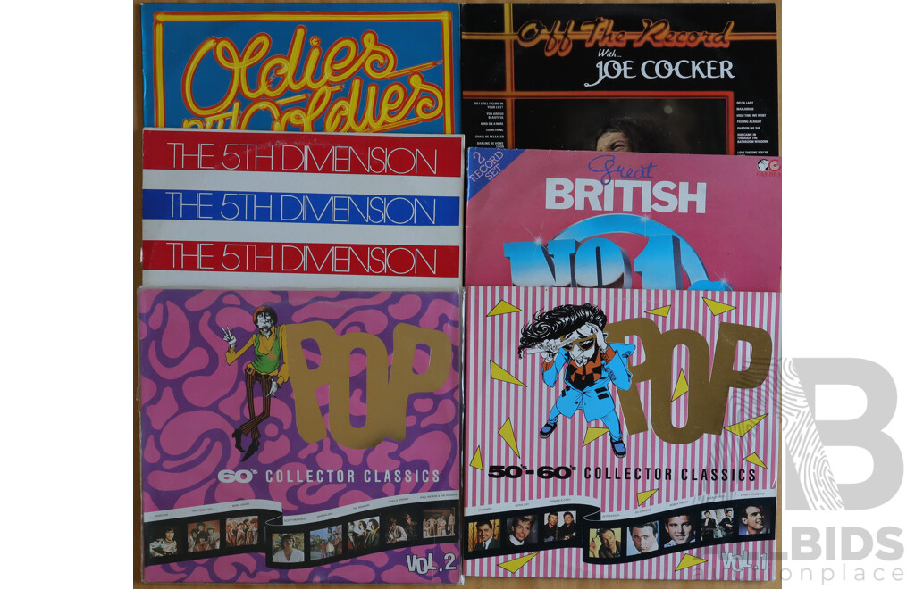 Collection Approx 11 Vintage Vinyl LP Records, Mostly 1950s, 60s & 70s Rock & Compilations Including The Kinks, The 5th Dimension, and More
