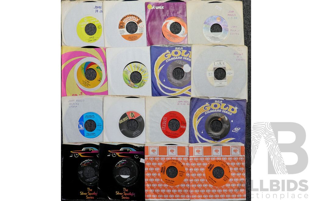 Large DJ Collection Approx 40 Seven Inch 45 Singles, Mostly 1960s & 1970s