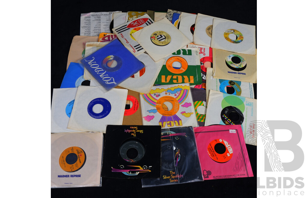 Large DJ Collection Approx 40 Seven Inch 45 Singles, Mostly 1960s & 1970s