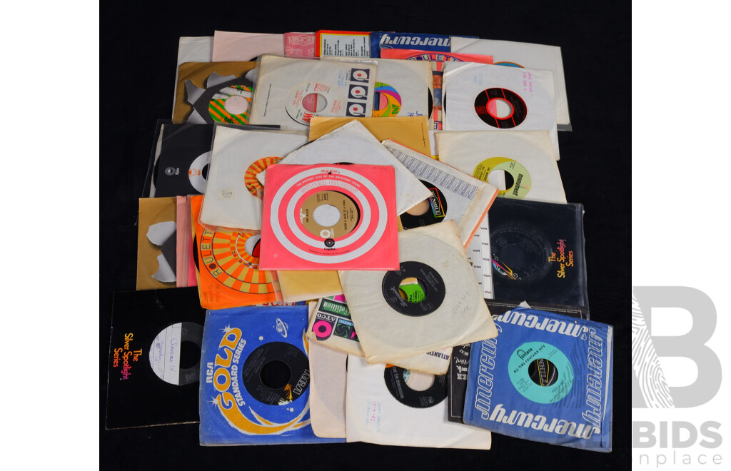 Large DJ Collection Approx 40 Seven Inch 45 Singles, Mostly 1960s & 1970s