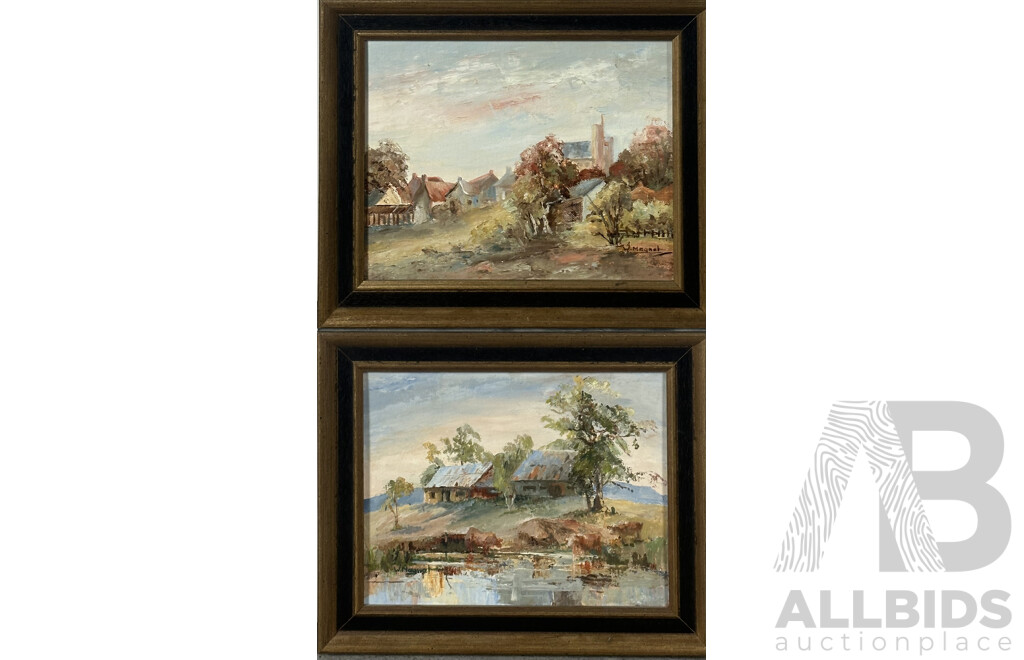 W. Magnet, (20th Century, Australian, Local Artist), Pair of Australian Landscapes - 'Braidwood' and 'The Dam', Oil on Canvas, 26 x 31 cm (frame) (2)