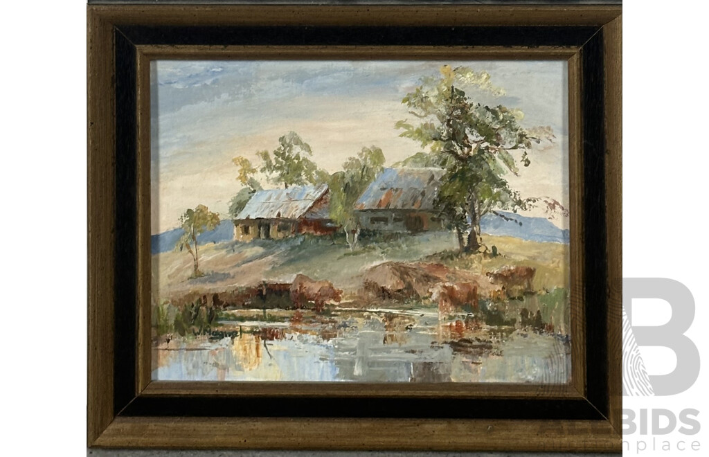 W. Magnet, (20th Century, Australian, Local Artist), Pair of Australian Landscapes - 'Braidwood' and 'The Dam', Oil on Canvas, 26 x 31 cm (frame) (2)