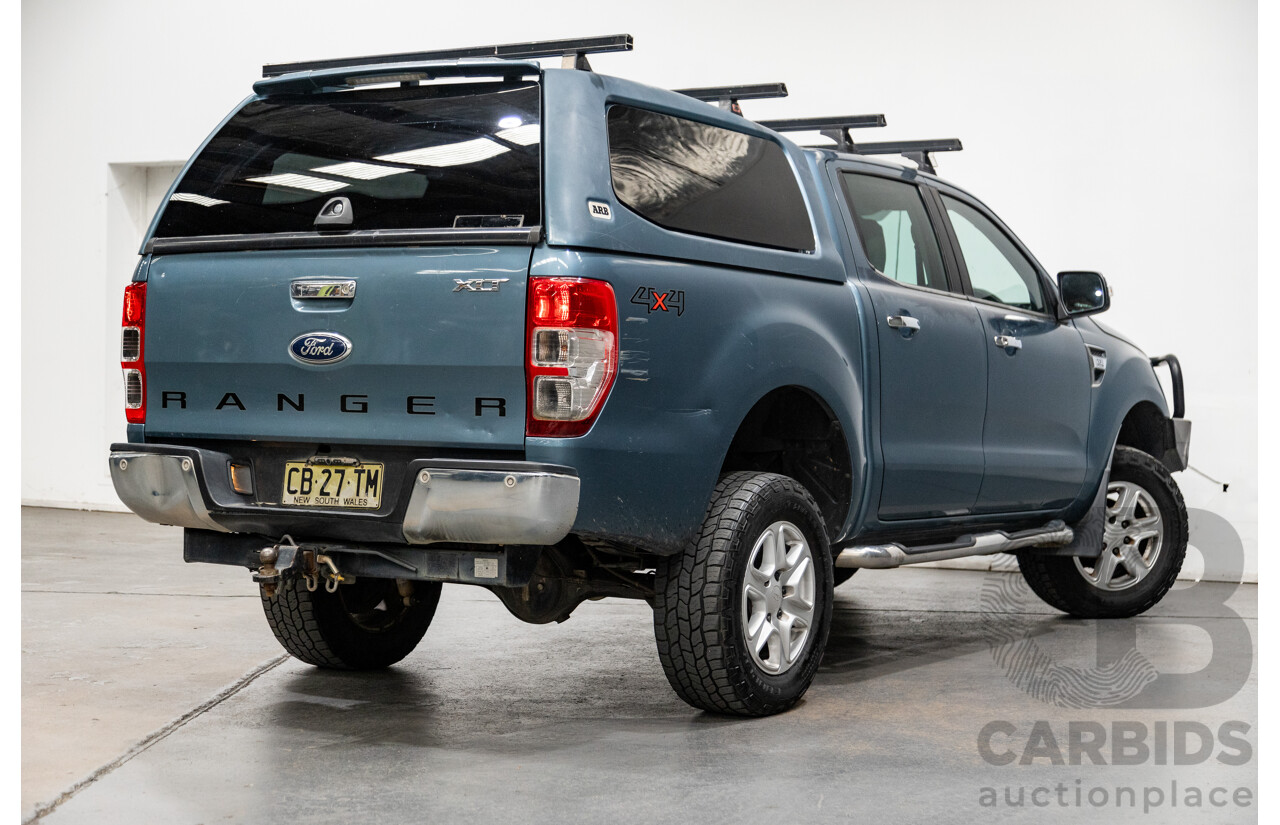 11/2014 Ford Ranger XLT (4x4) PX Dual Cab Utility Gunmetal Blue 3.2L Turbo Diesel