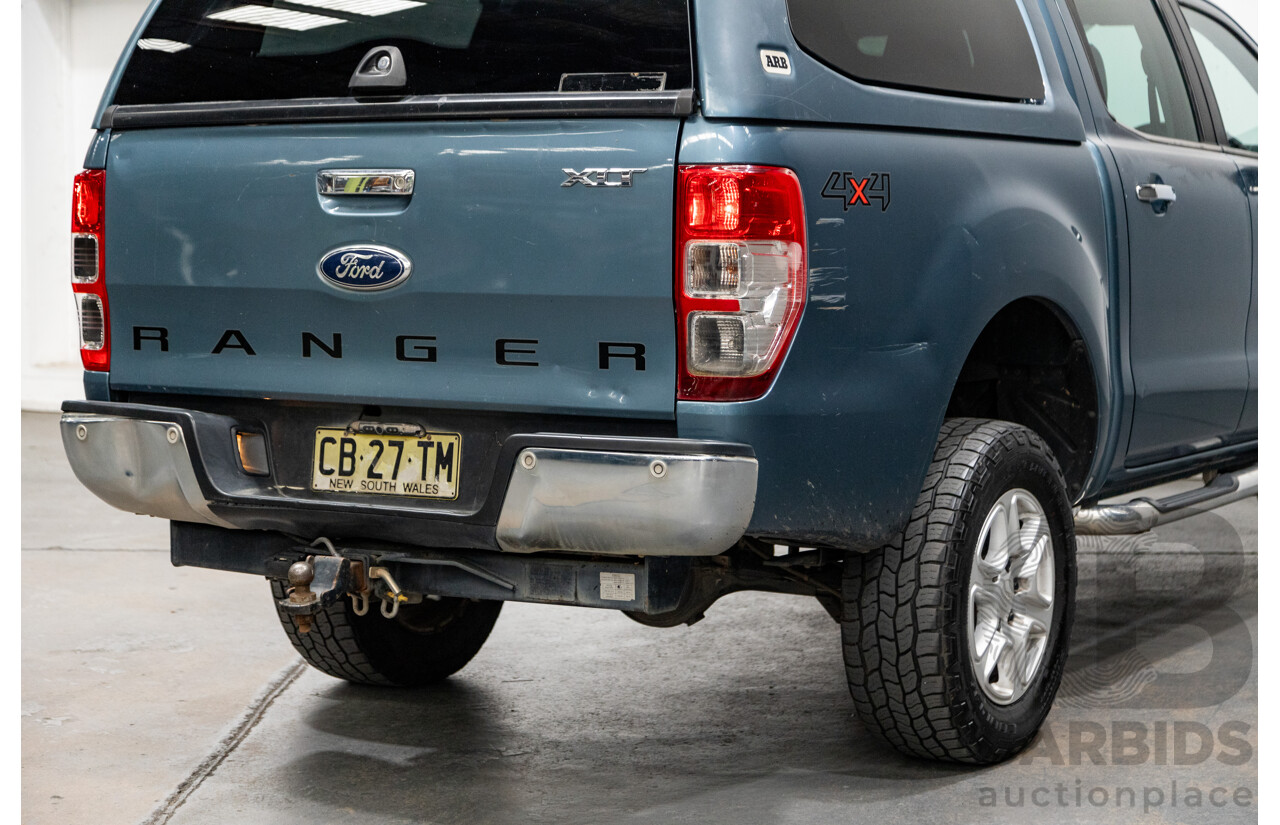 11/2014 Ford Ranger XLT (4x4) PX Dual Cab Utility Gunmetal Blue 3.2L Turbo Diesel